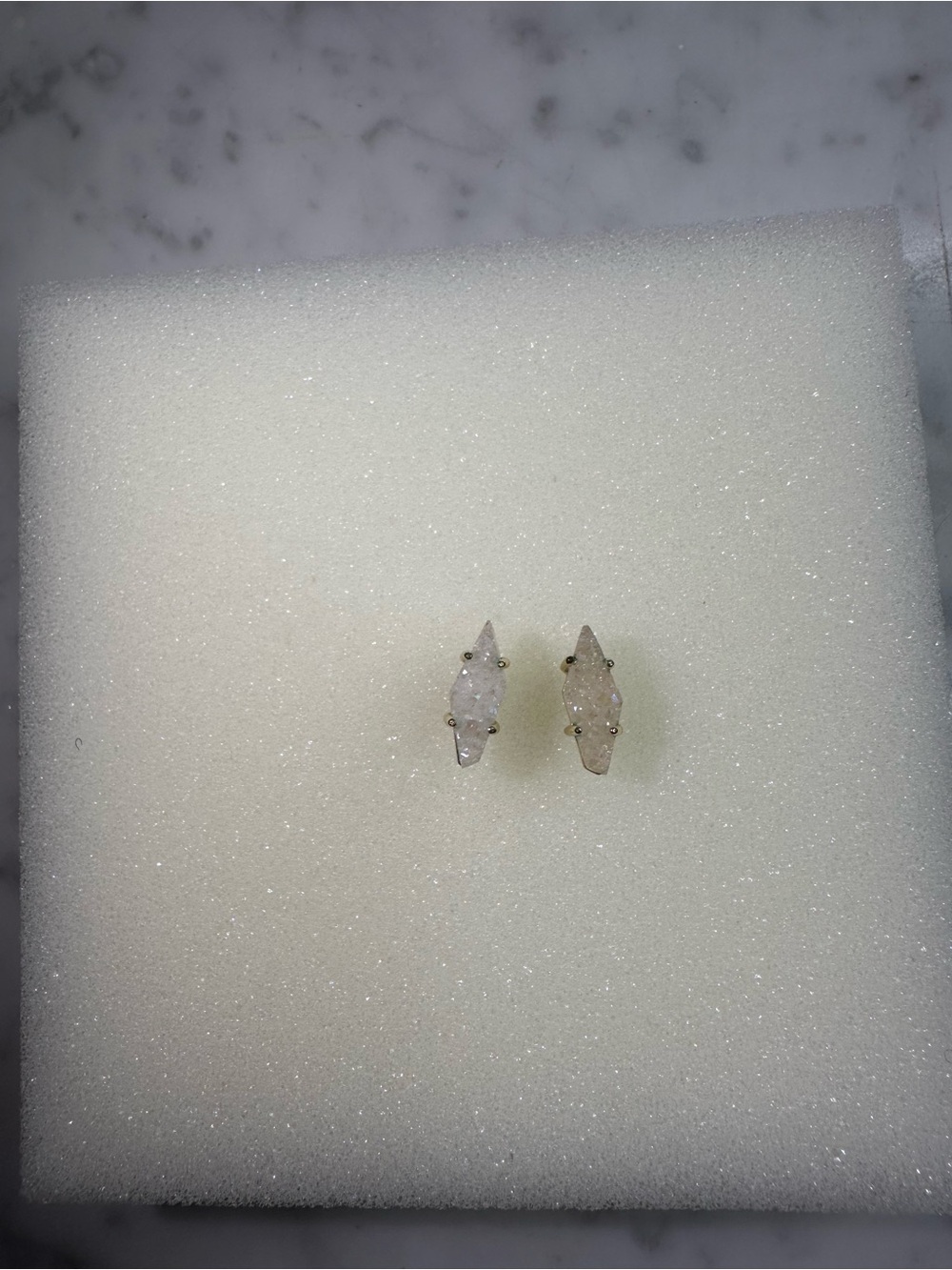 Kendra Scott Gold White Druzy Geometric Stud Earrings